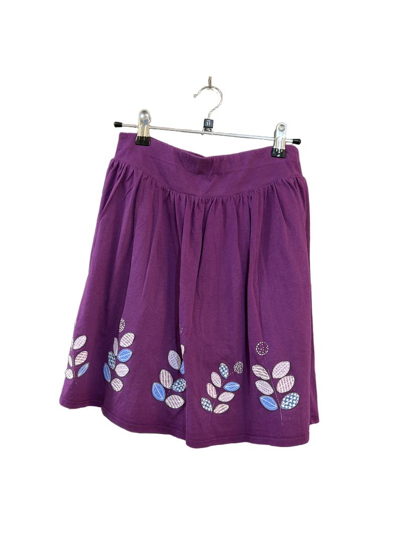 Preloved Lands' End - Purple Floral Appliqué Skort (11-12y)