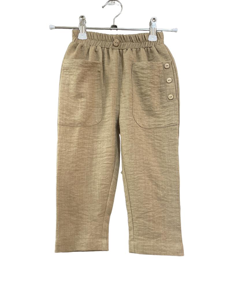 Preloved Orrigany - Brown Elasticated Waist Trousers. (3-4y)