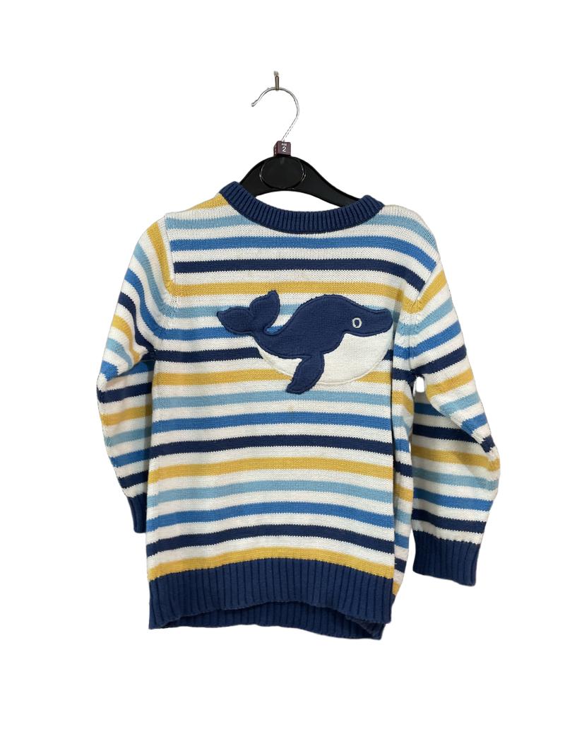 Preloved Kite - Blue Yellow White Stripe Whale Jumper (2-3y)