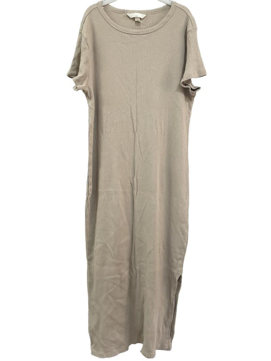 Preloved H&M Mama - Beige Ribbed Short Sleeve Midi/Maxi Maternity Dress. (Medium)