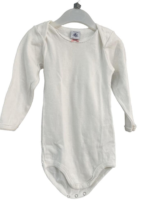 Preloved Petit Bateau - White Long-sleeved Bodysuit (12-18m)