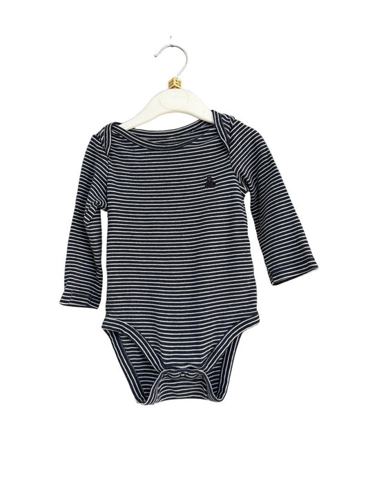 Preloved Gap - Navy And White Stripe Long Sleeve Vest Top. (6-12m)