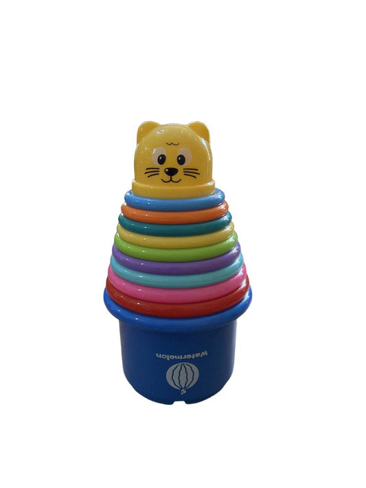 Preloved Toys - Multicolour Plastic Stacking Cups (10 + Topper) - Unknown Brand