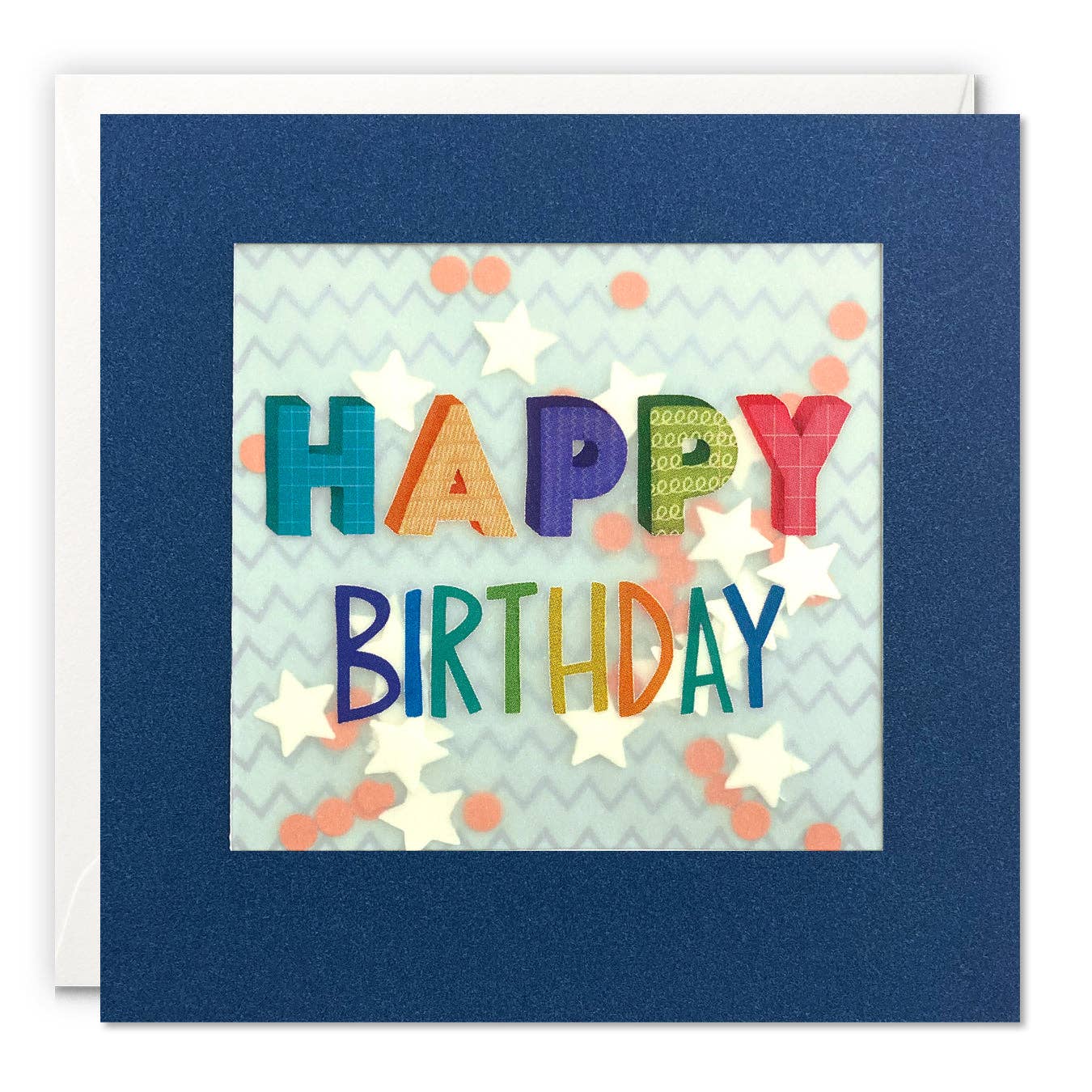 Happy Birthday Colourful Text Paper Shakies Card