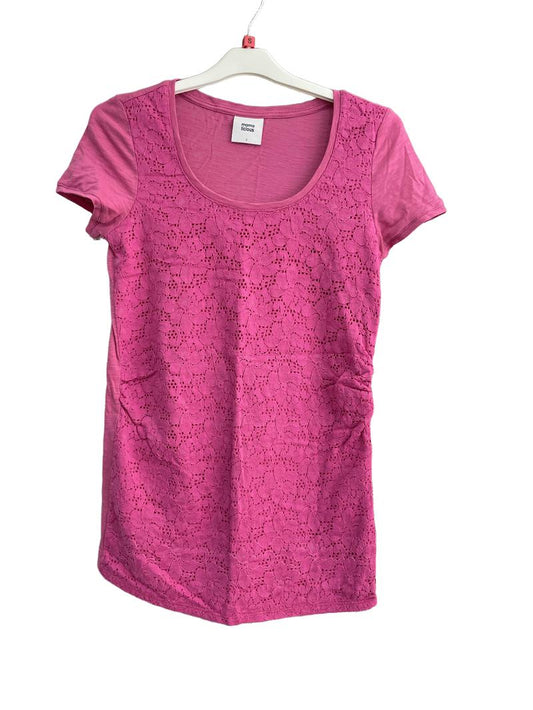Preloved Mama Licious - Pink Lace Short-sleeved Maternity Shirt (Small) - Top