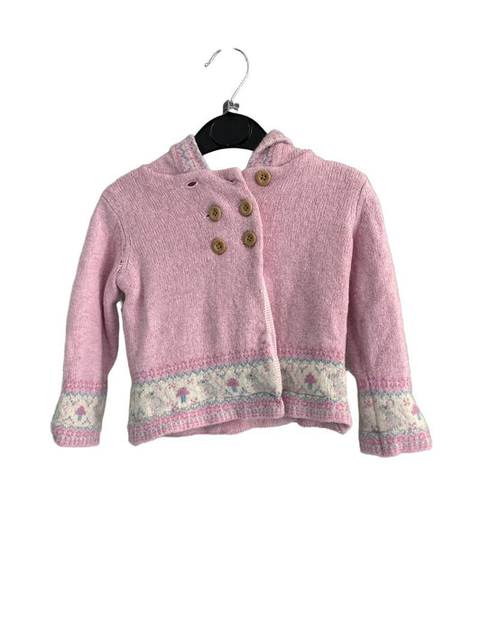 Preloved Jojo Maman Bebe - Pink Knit Hooded Mouse Jumper Cardigan (12-18m)