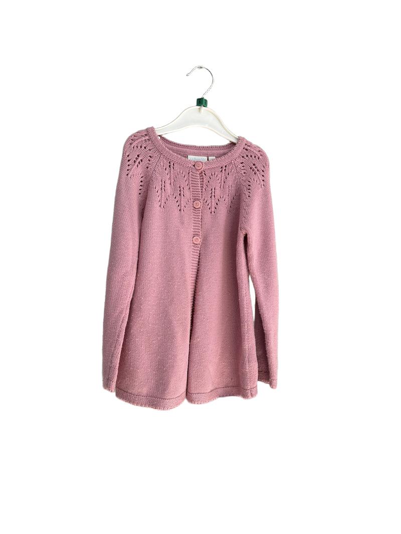 Preloved Jojo Maman Bebe - Pink Pointelle Knit Cardigan (5-6y)
