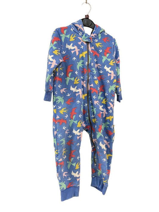 Preloved Frugi - Blue Bird Print Long-sleeved Sweatshirt Onesie (18-24m)