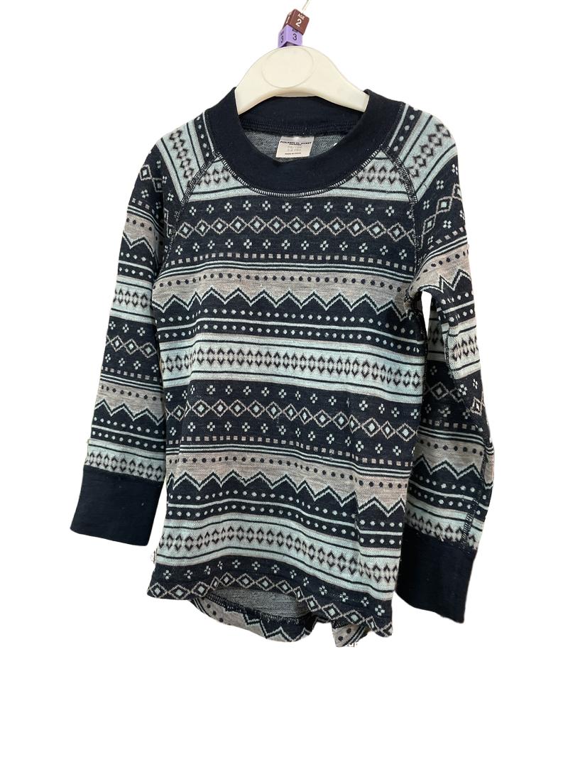 Preloved Polarn O. Pyret - Blue Gray Thermal Layer Top (2-3y, 3-4y)