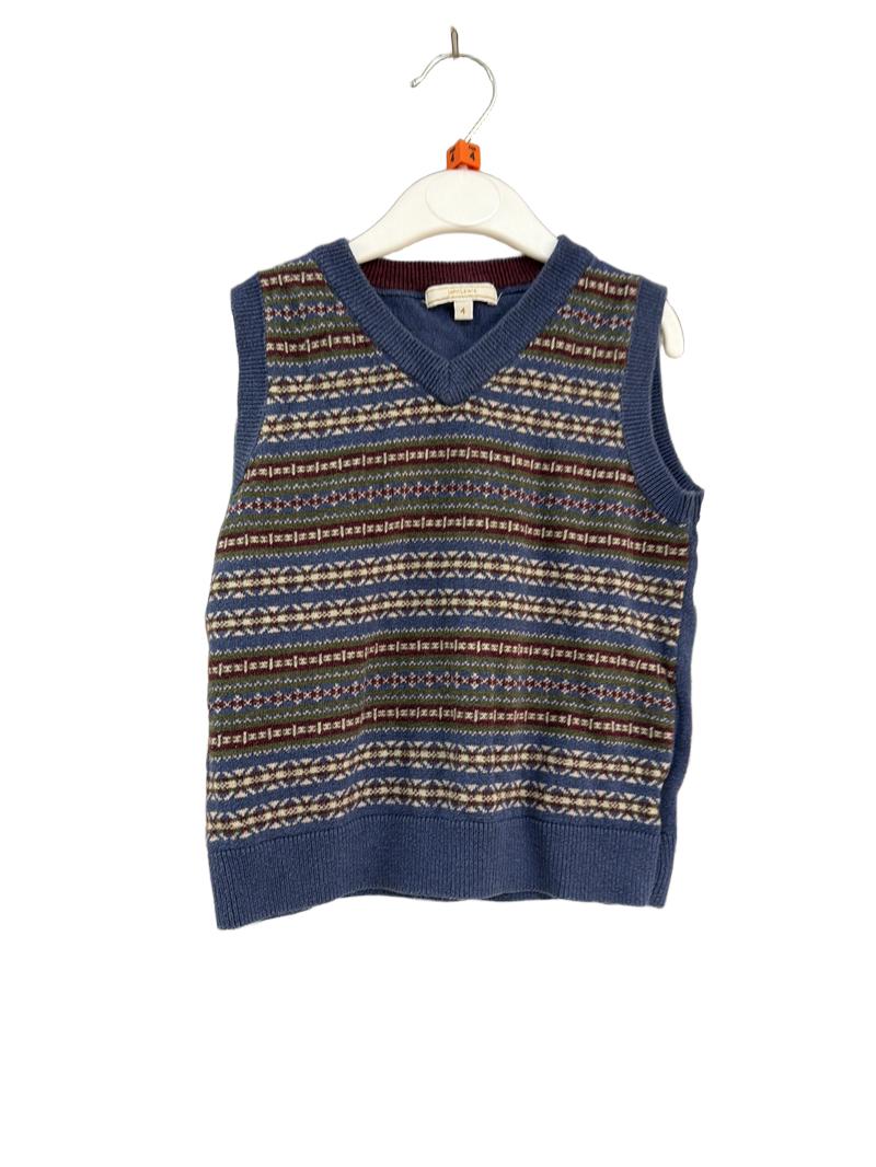 Preloved John Lewis - Blue Green Maroon Pattern Knit Sleeveless Jumper (4y)
