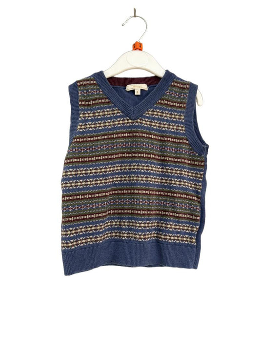 Preloved John Lewis - Blue Green Maroon Pattern Knit Sleeveless Jumper (4y)