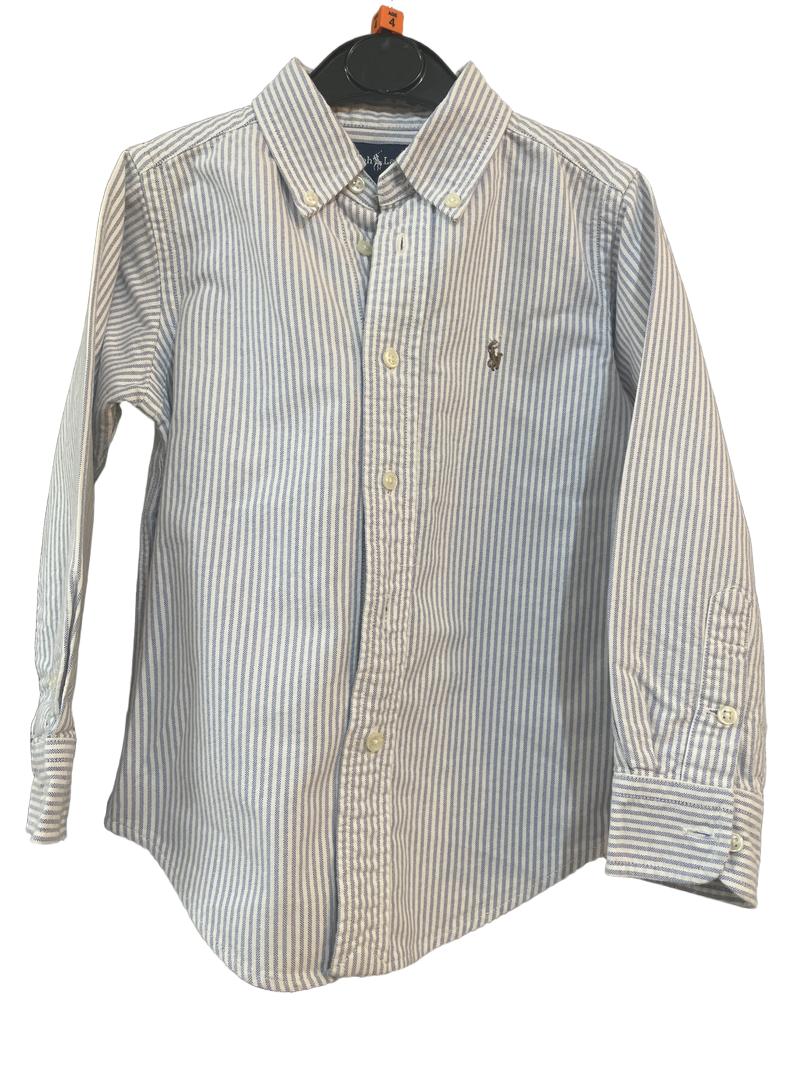 Preloved Ralph Lauren - Blue White Stripe Long-sleeved Shirt (4-5y)