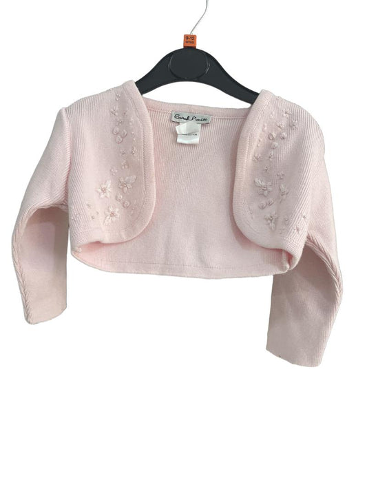 Preloved Sarah Louise - Pink Knit Bolero Cardigan With Beading (12-18m)
