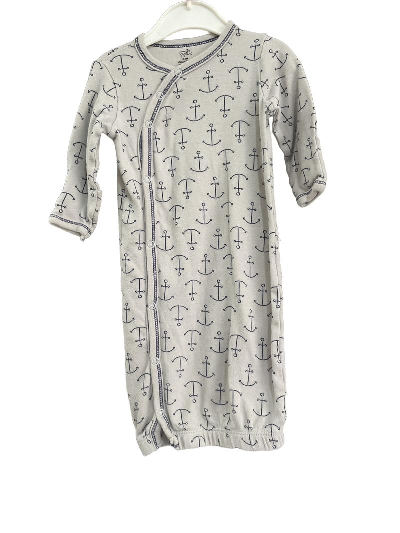 Preloved Touched By Nature - Grey Anchor Print Baby Gown. (0-6m)