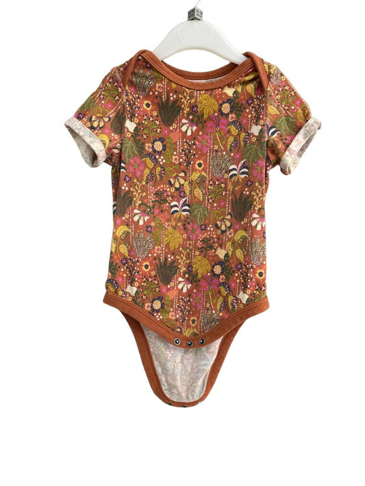 Preloved Target - Brown Multicolour Floral Print Short-sleeved Top (12-18m)
