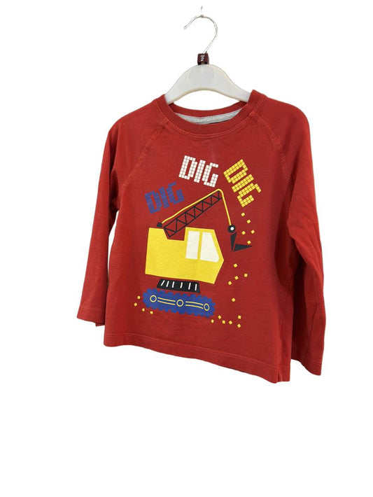 Preloved Mini Club - Red Digger Graphic Top (2-3y)
