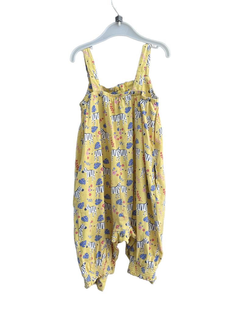 Preloved Jojo Maman Bebe - Yellow Zebra Print Dungarees (12-18m)