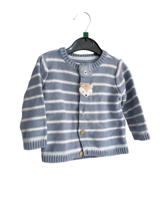 Preloved Mothercare - Blue White Stripe Knit Cardigan (6-9m)