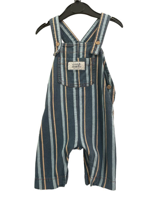 Preloved Next - Blue And Orange Stripe Dungarees. (3-6m)
