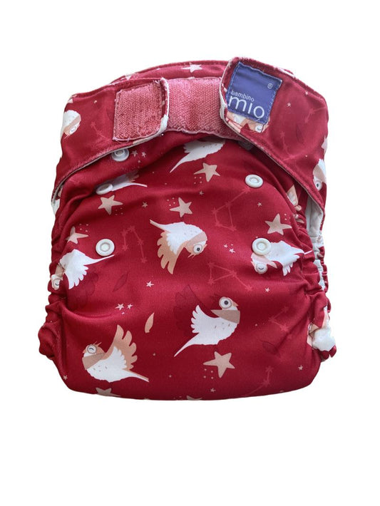 Preloved Bambino Mio - Red Bird Print Reusable Nappy.