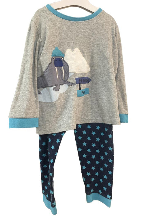 Preloved John Lewis - Gray North Pole Walrus Star Pyjama Set (5-6y)