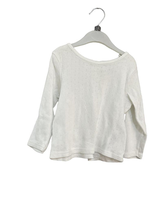 Preloved Jojo Maman Bebe - White Pointelle Long-sleeved Shirt (12-18m)