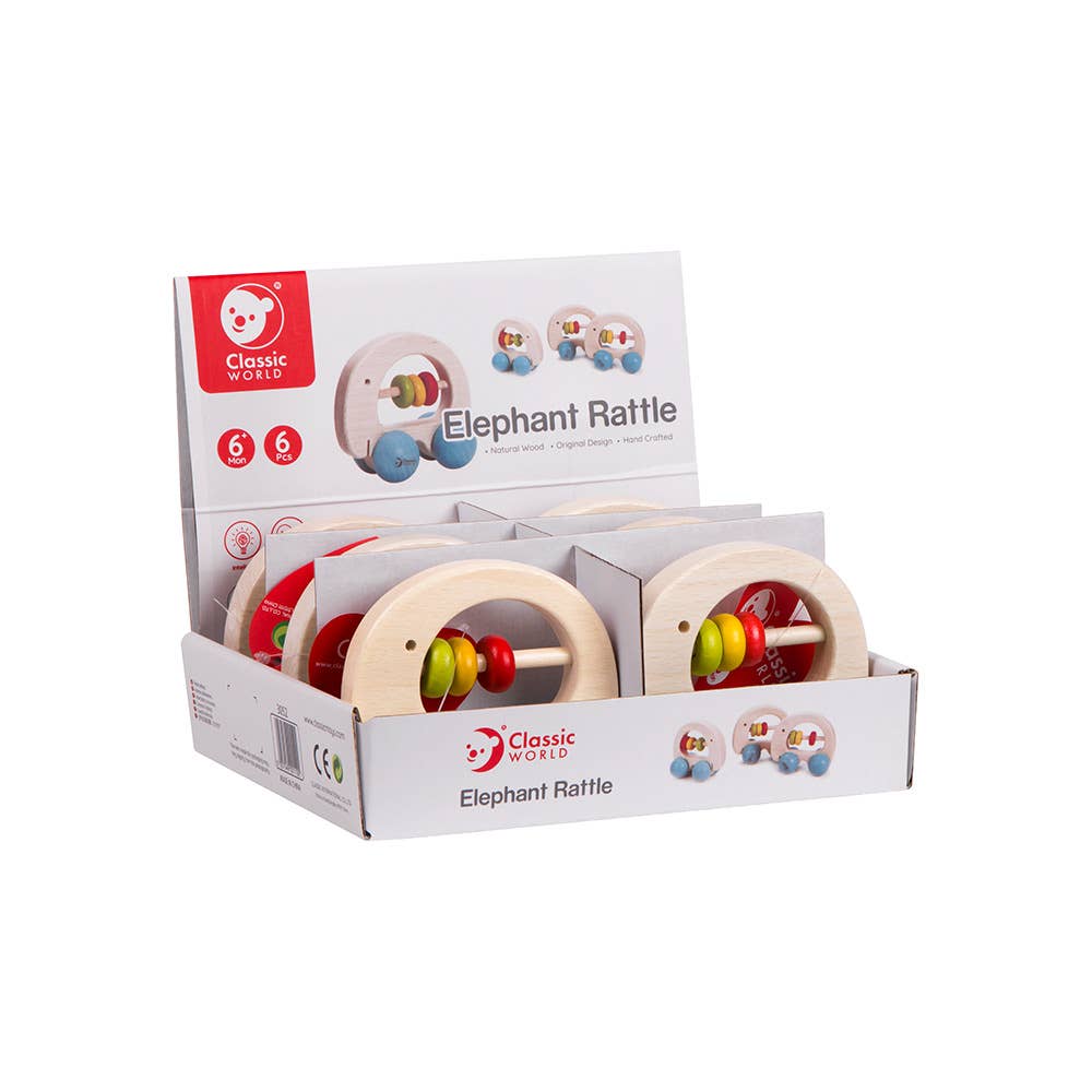 Classic World - Wooden Elephant Baby Rattles
