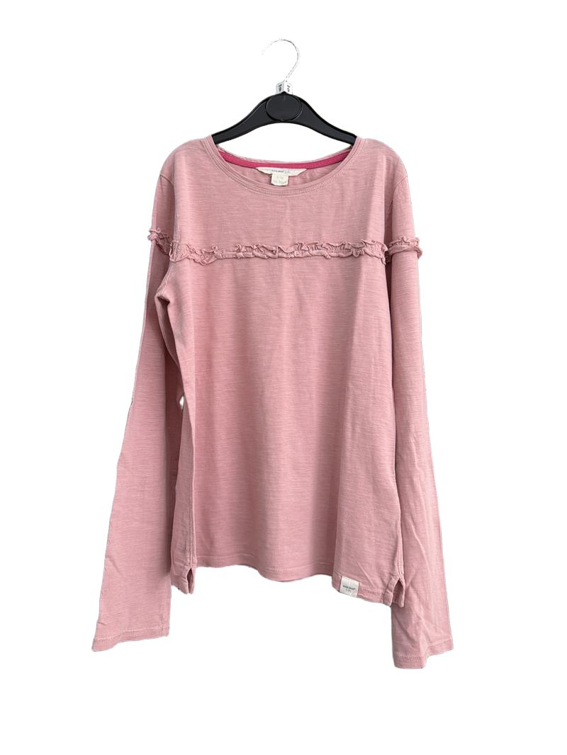 Preloved White Stuff - Pink Ruffle Stripe Long-sleeved T Shirt (9-10y)