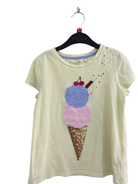 Preloved Joules - Yellow Ice Cream Sequin T Shirt (8-9y)