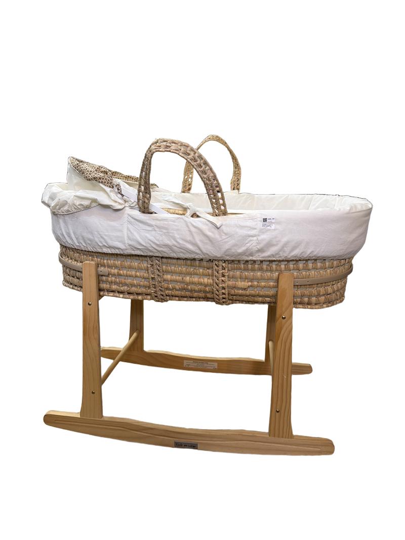 Preloved Clair De Lune - Moses Basket And Wooden Rocking Stand