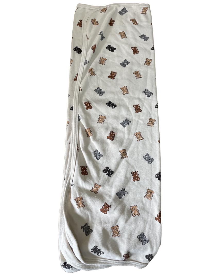 Preloved Pl Baby - Beige Teddy Bear Long-sleeved Sleepsuit, Bib, And Light Blanket (0-3m)