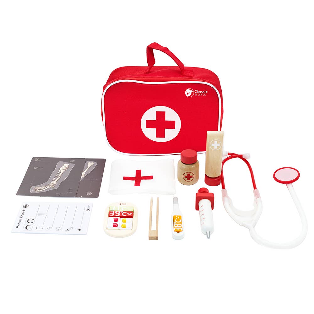 Classic World Red Doctor Set – Wooden Pretend Play