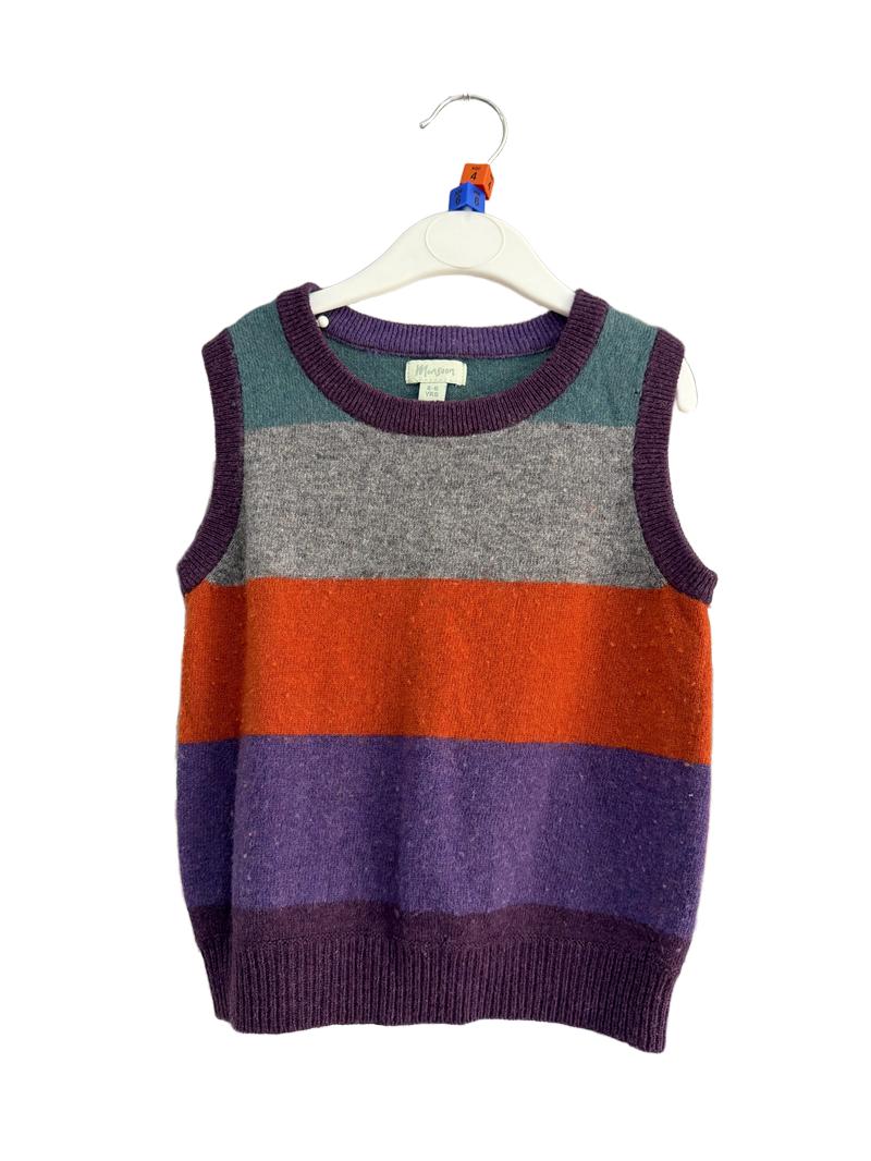 Preloved Monsoon - Teal, Grey, Orange, Purple Sleeveless Sweater Vest. (4-5y, 5-6y)