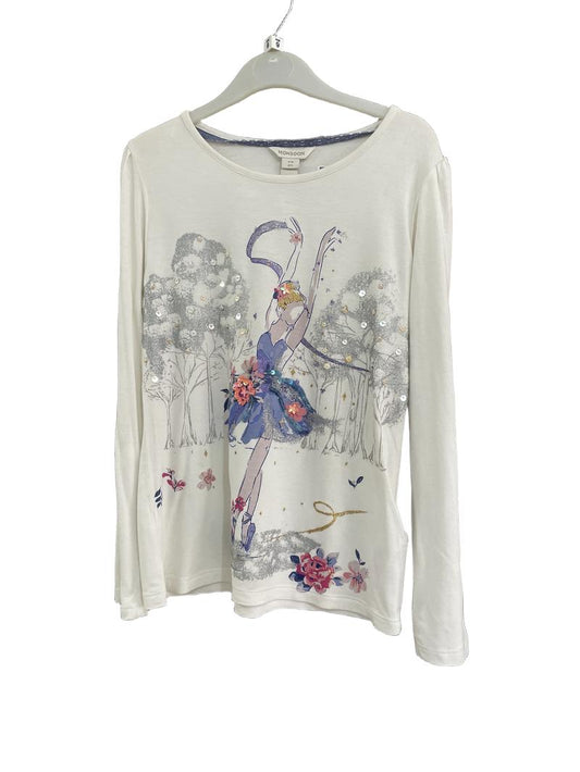 Preloved Monsoon - White Ballerina Sequin Long Sleeve Top (9-10y)