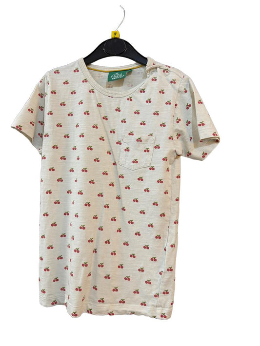 Preloved Little Green Radicals - Cream Cherry Print T Shirt (7-8y)