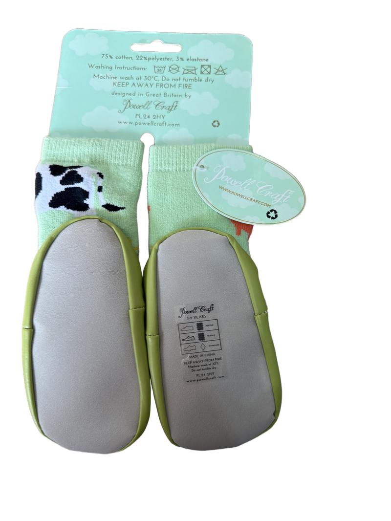 Preloved Powell Craft England - Farmyard Cosy Slipper Socks  (12-18m, 18-24m)