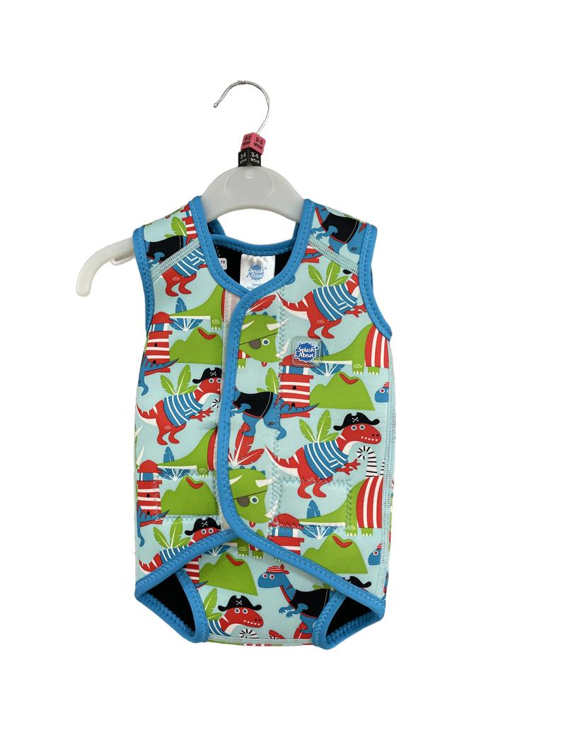 Preloved Splash About - Blue Pirate Dinosaur Swim Vest Wrap Wetsuit Onesie (0-6m)