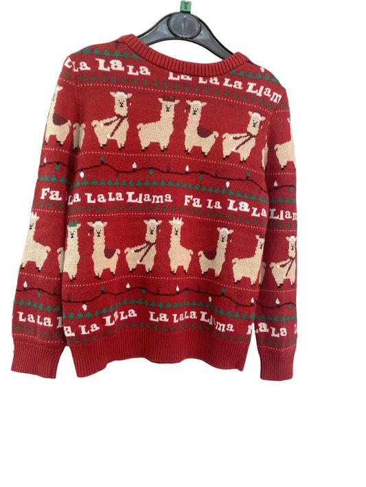 Preloved Marks & Spencer - Red Fa La Llama Christmas Jumper (5-6y)