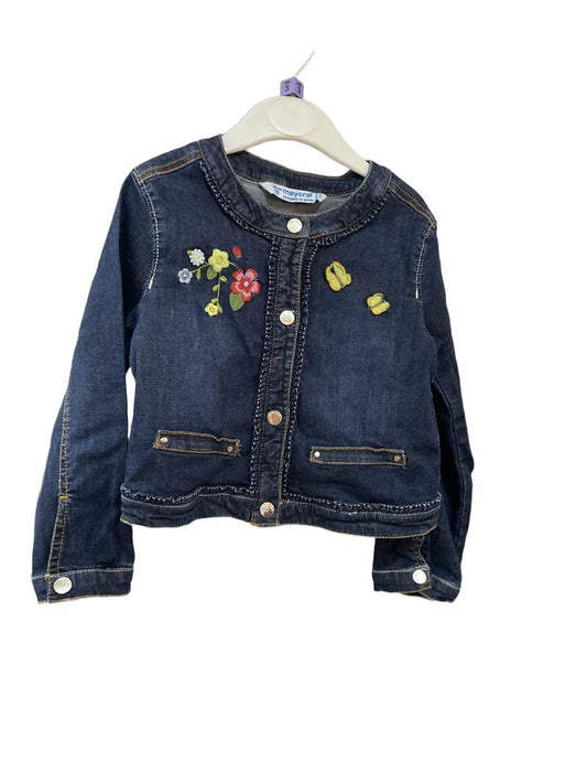 Preloved Mayoral - Denim Butterfly Floral Applique Jacket (3-4y)