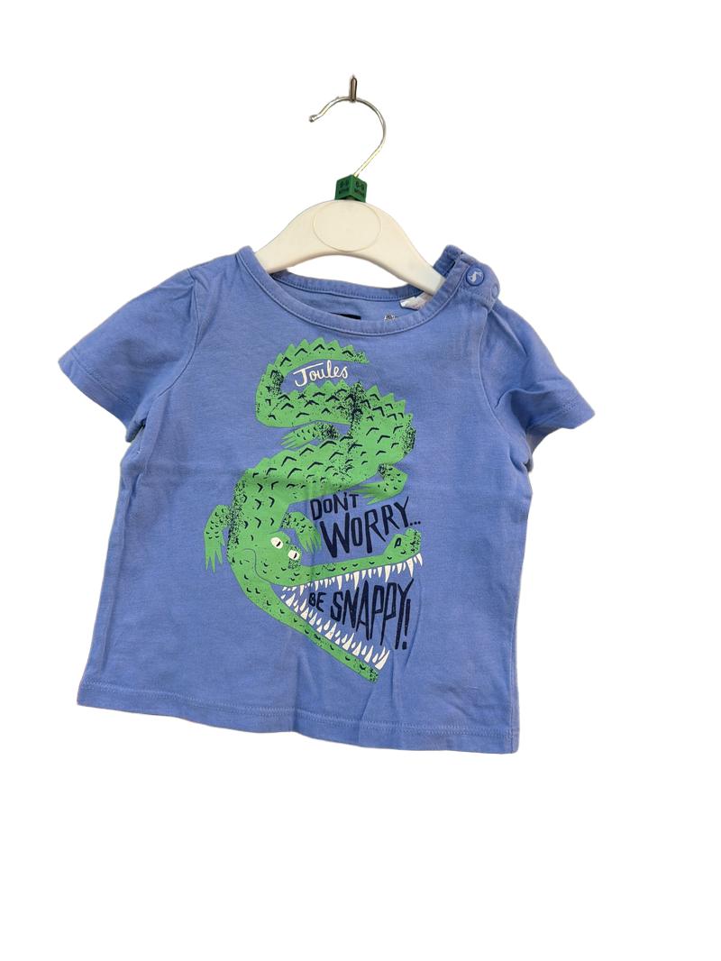 Preloved Joules - Blue Crocodile Don't Worry Short-sleeved T Shirt (6-9m)