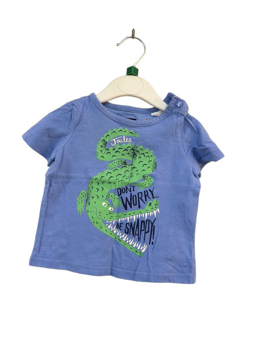 Preloved Joules - Blue Crocodile Don't Worry Short-sleeved T Shirt (6-9m)