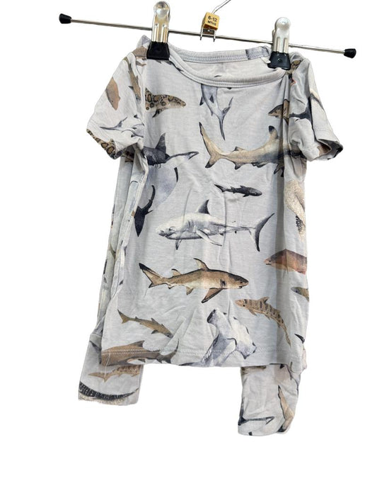 Preloved Posh Peanut - Blue Shark Print Pyjama Set (6-12m)