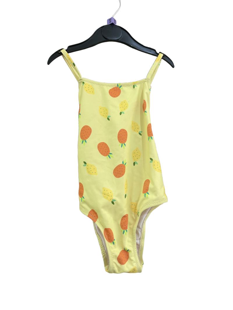 Preloved Zara - Bright Yellow Swimsuit With Lemon And Pineapple Print. (3-4y)