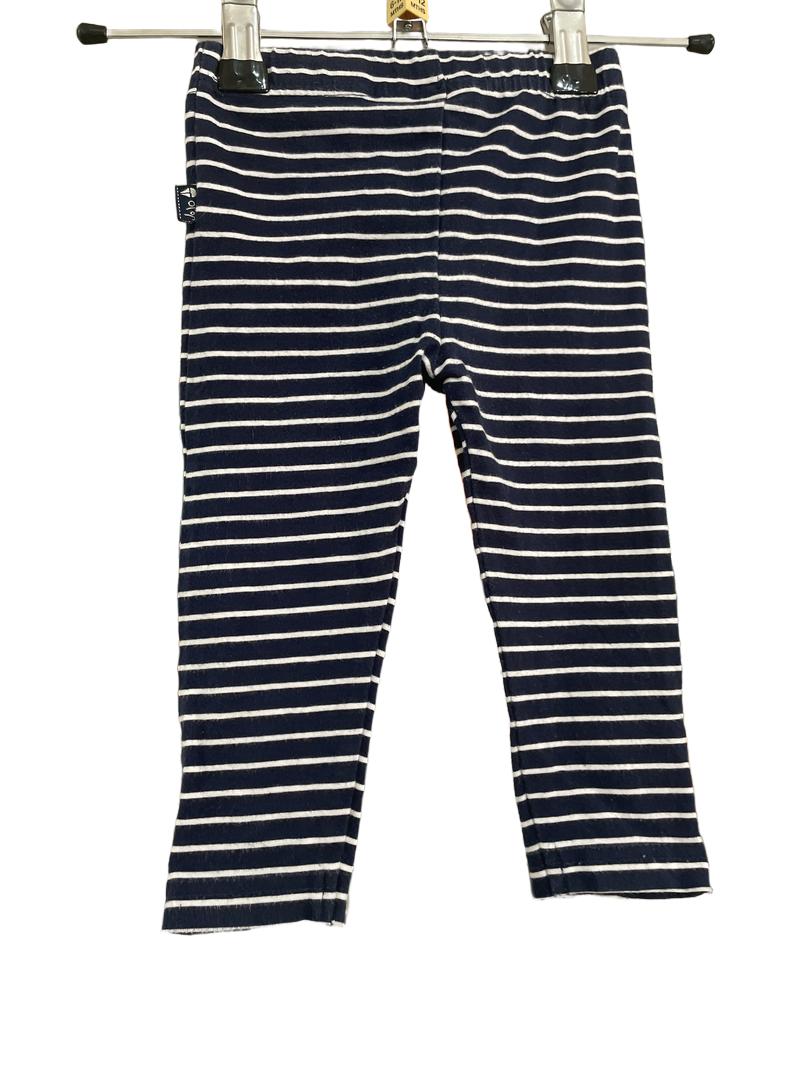 Preloved Jojo Maman Bebe - Navy Stripe Trousers/Leggings. Flower Button Detail. (6-12m)