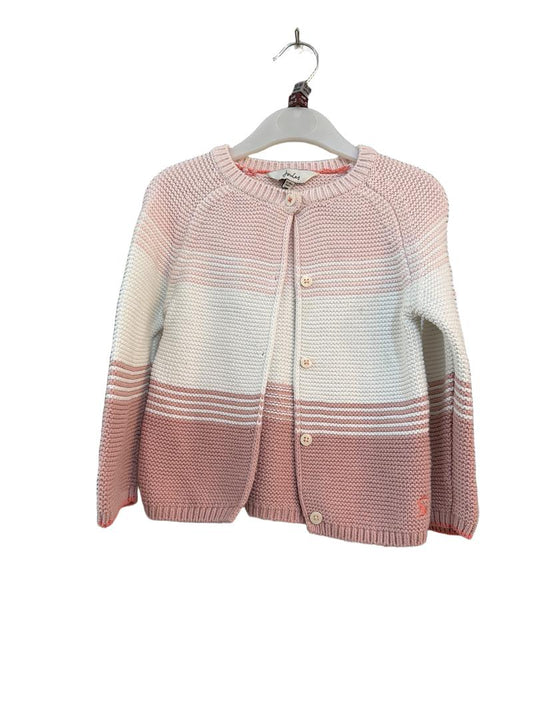 Preloved Joules - Pink White Knit Cardigan (12-18m, 18-24m)