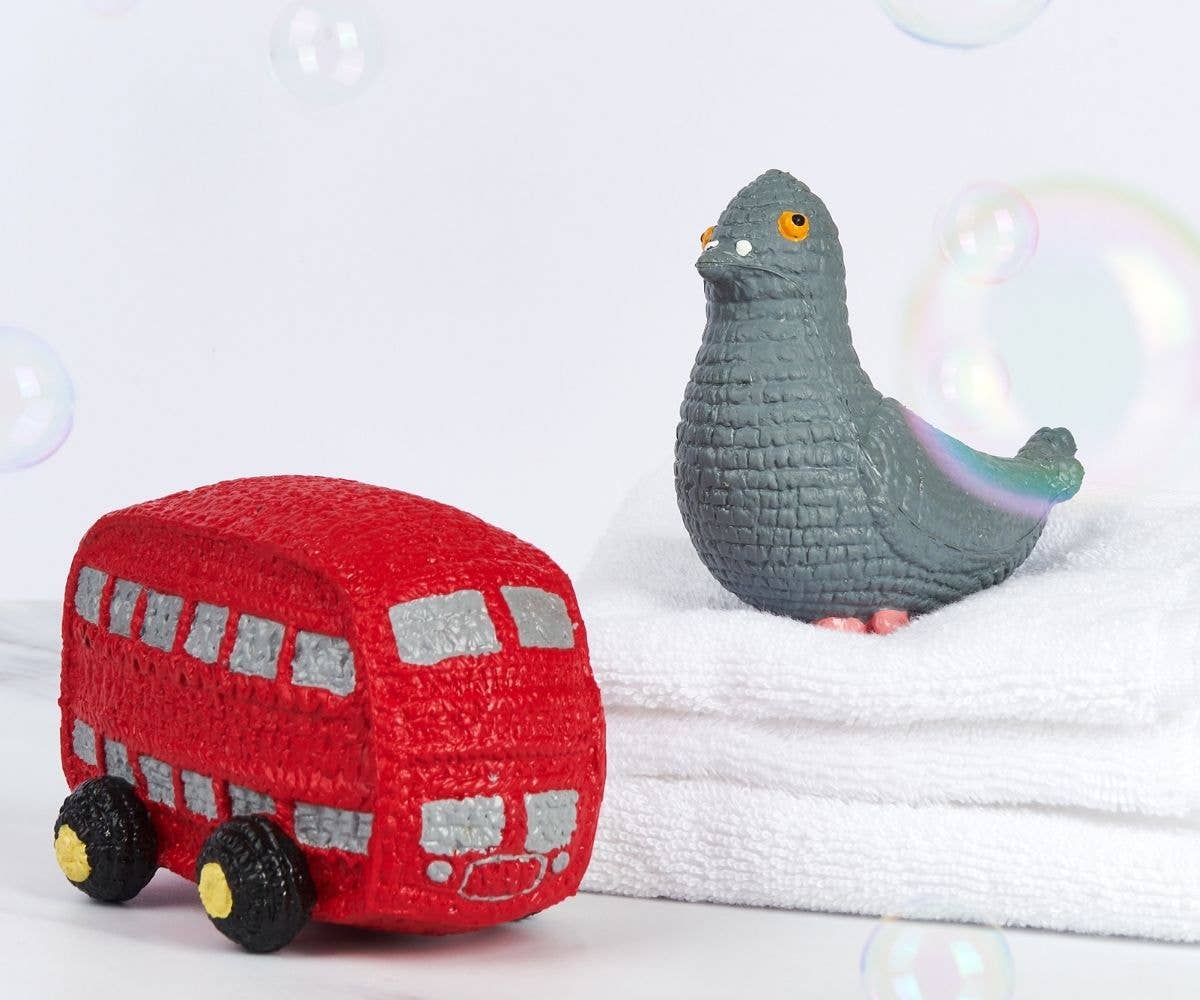 London Bus Toy, Bath Toy and Teether, Natural Rubber Red