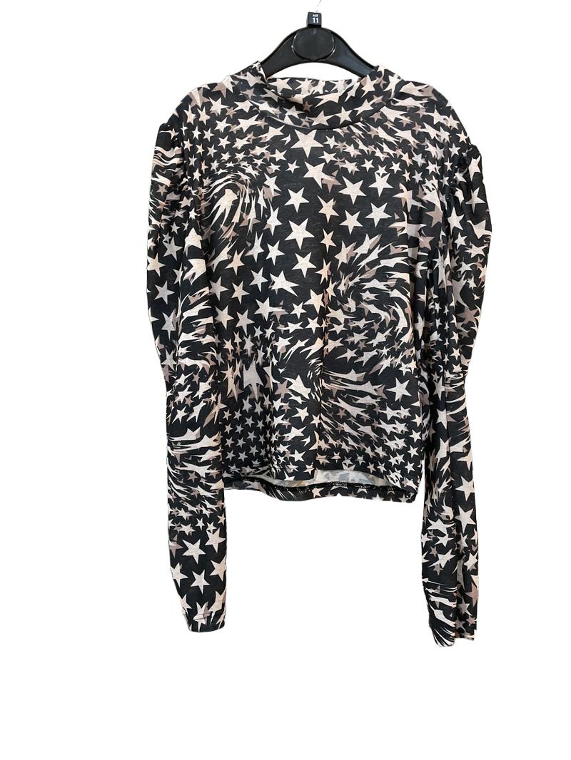 Preloved River Island - Black Beige Star Stretchy Top (11-12y)