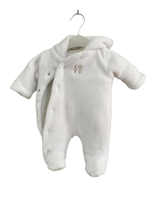 Preloved Mothercare - White Fleece Button Pram Suit (Preemie) - Onesie