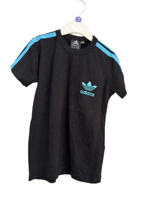 Preloved Adidas - Black Blue Logo T Shirt, 98-104 Cm (3-4y)