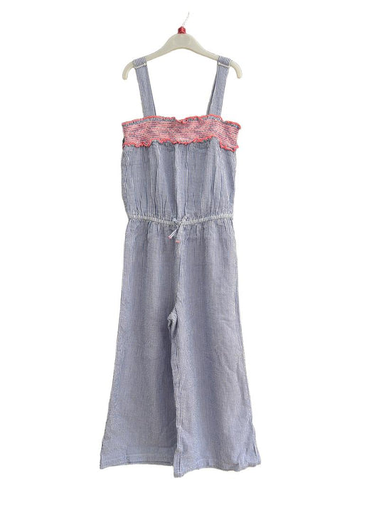 Preloved Monsoon - Blue White Seersucker Strappy Jumpsuit (10-11y)